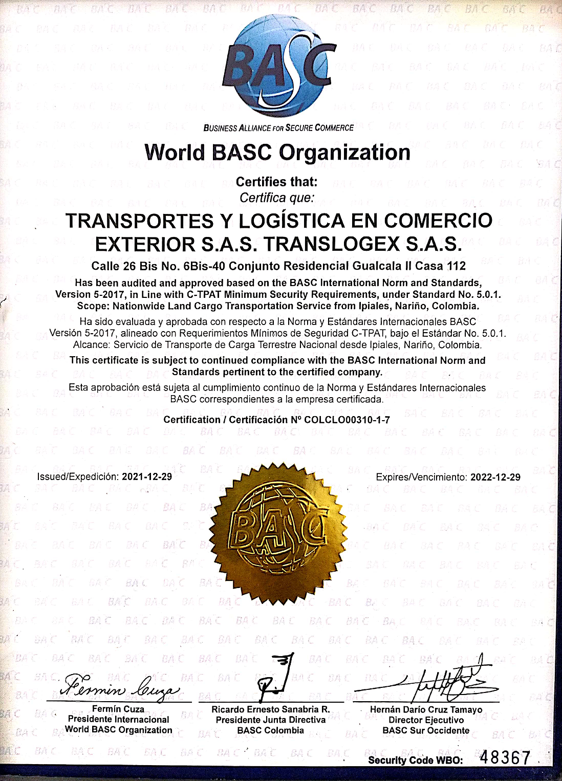 certificacion BASC
